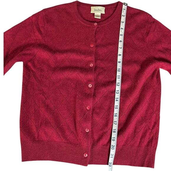 Neiman Marcus 100% Cashmere Cardigan Large Burgundy Button Front Soft Luxery - Picture 9 of 11